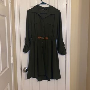 Knee length dark green dress